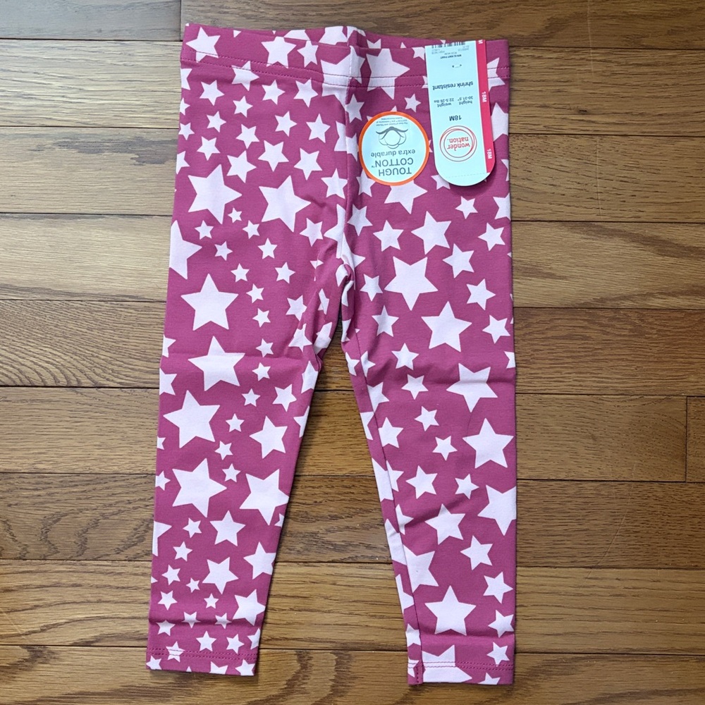✨5/$15✨ NWT•Wonder Nation• Girl's Tough Leggings | Pink Star | 18m - Picture 1 of 4